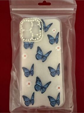 Source Unknown Blue Butterfly Phone Case with White Background